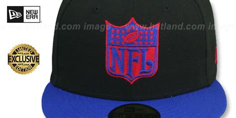 New York Giants THROWBACK NFL SHIELD-BASIC Black-Royal Fitted Hat