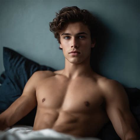 Portrait Of A Handsome Male Model 16 Years Old Shirtless Barechested