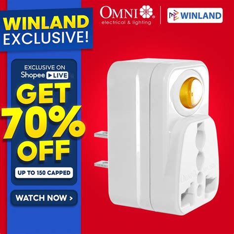 Omni By Winland Universal Adapter W Switch Socket Outlet Adaptor Plug