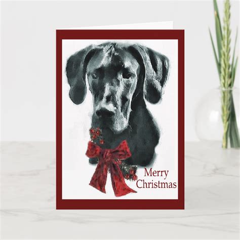 Great Dane Black Christmas Ts Holiday Card Zazzle