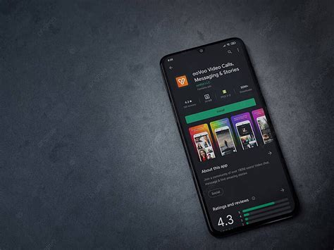 شاشة هاتف ذكي أسود يعرض صفحة متجر تطبيقات Oovoo صورة الخلفية والصورة