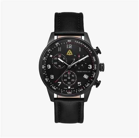 Black Chronograph Aviator Watch - Trouvaille Watches