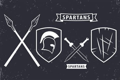 Spartans Elements For Emblem Logo Design Spartan Helmet Crossed