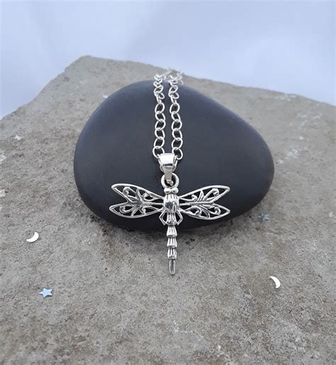 Sterling Silver Dragonfly Pendant Necklace Dragonfly Jewelry Sterling Silver Dragonfly