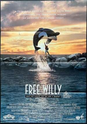 All About Movies - Free Willy Poster Original One Sheet 1993 Lori Petty Keiko Killer Whale