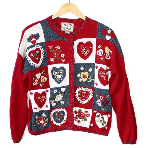 Lots Of Hearts Patchwork Tacky Ugly Valentines Sweater The Ugly