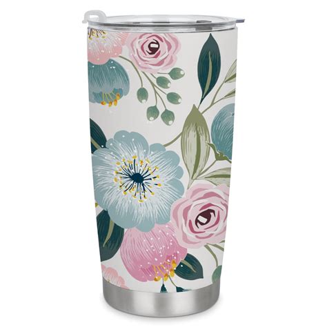 Skysonic Oz Tumbler With Lid Insulated Full Print Auto Cup Flower Cup