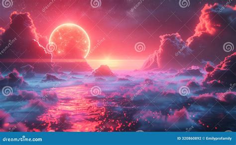 Vaporwave Sunset Over a Sea of Clouds Stock Photo - Image of dreamy ...