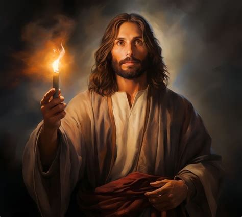 Jesus Holding A Lit Candle In His Hand