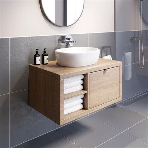 Vitusso Garda Wood Wall Vanity Unit And St Tropez Basin Lh 800mm