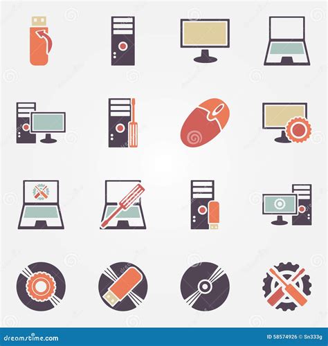 Computer Repair Icons Stock Vector Image