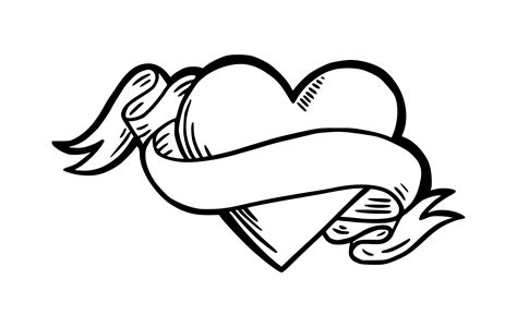 Heart Ribbon Tattoo PNG Transparent SVG Vector | OnlyGFX.com