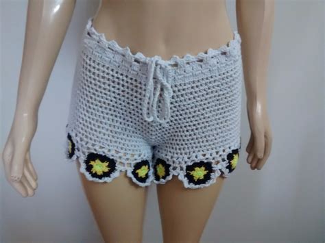 Biquini Shorts Croche Angel Curto Preto Branco Renda Praia R 56 99