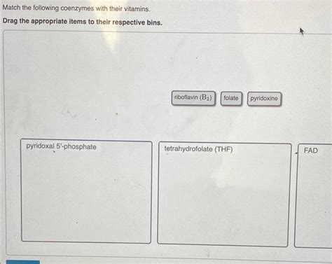 Solved Match The Following Coenzymes With Their Vitamins Chegg