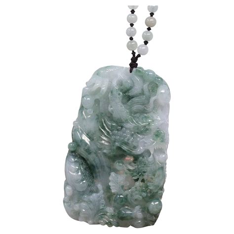 Natural Deep Blue Green Jadeite Jade Roaring Tiger Pendant Necklace