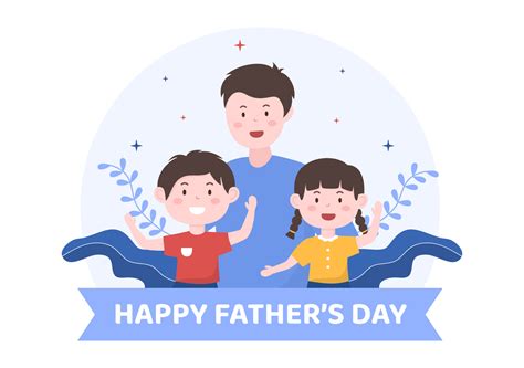 Happy Fathers Day Cartoon Illustration With Picture Of Father And Son