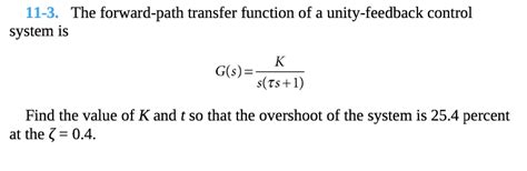 11 3 The Forward Path Transfer Function Of A Chegg