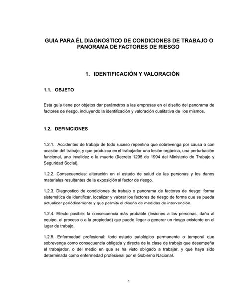 Gtc 45 Diagnostico De Condiciones De Trabajo O Factores De Riesgo