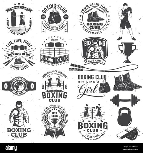 Set Of Boxing Club Badge Logo Design Vector Illustration For Boxing