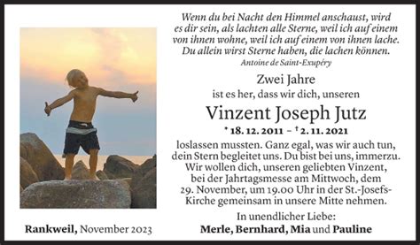 Todesanzeigen Von Vinzent Joseph Jutz Todesanzeigen Vorarlberger