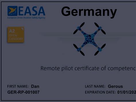 EU Drohnenführerschein A2 EASA UAS OPEN 030 EU Fernpilotenzeugnis