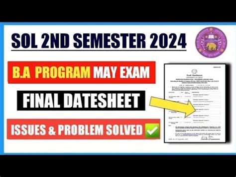 Sol Second Semester B A Program Final Datesheet Explain Ii Sol Nd