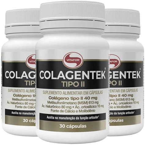 Kit 3 Colágeno Tipo 2 Colagentek Vitafor 30 capsulas Extra Delivery