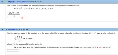 Solved Use A Triple Integral To Find The Volume Of The Solid Chegg