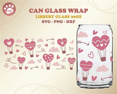 Valentines Can Glass Svg Libbey Glass Svg Hearts Air Balloon Full