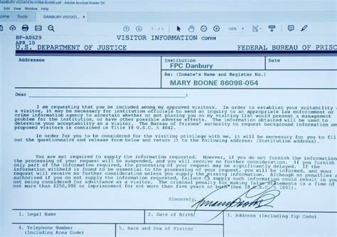 How to Fill a Federal Visitation Form - Prisonroster