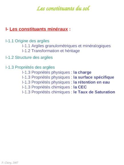 Ppt P Ch Ry Les Constituants Du Sol I Les Constituants