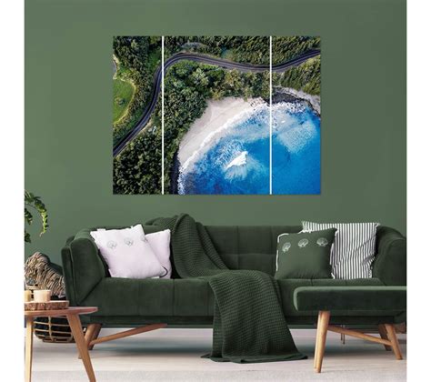 Triptyque Sur Toile Route Et Plage X Cm Tableau Toile But