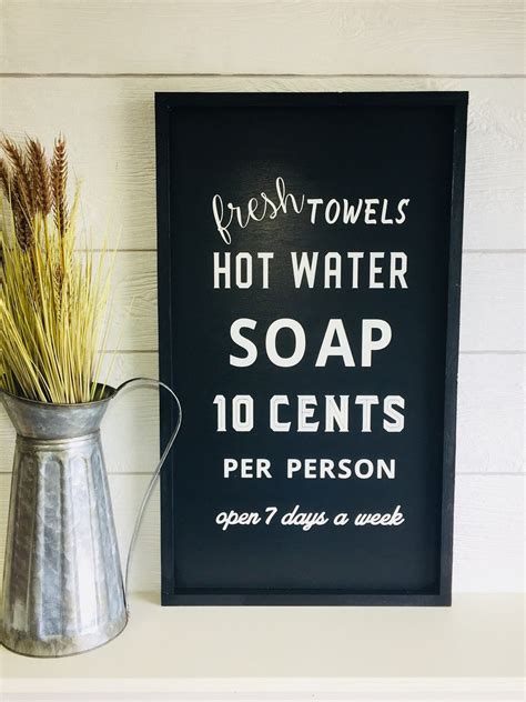 Fresh Soap And Water Bathroom Sign Five Cents Hand Towels Etsy