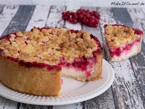 Ein Johannisbeerkuchen Mit Streuseln Und Quarkf Llung Ein Einfaches