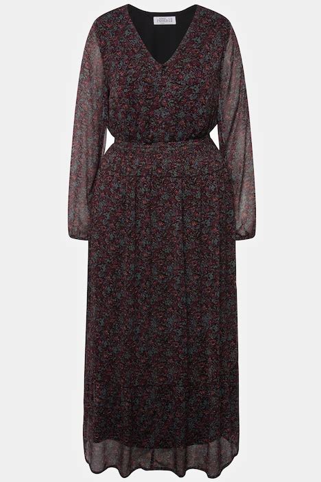 Maxikleid A Line Paisley Print V Ausschnitt Elastische Taille