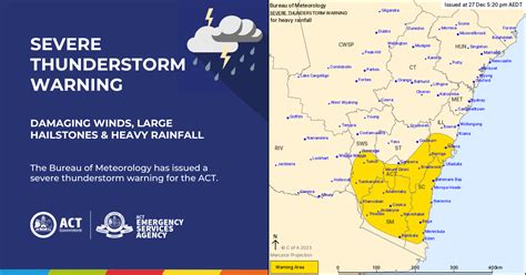 severe thunderstorm warning   act emergency services