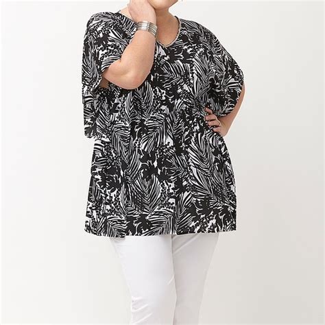 Lane Bryant Tops Lane Bryant Tropical Palm Print Beaded Smocked