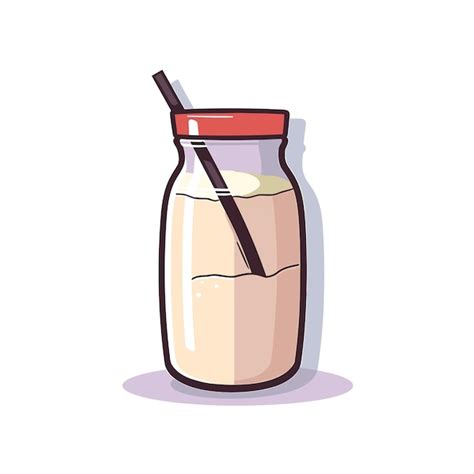 Premium Vector A Glass Of Milk With A Straw In It