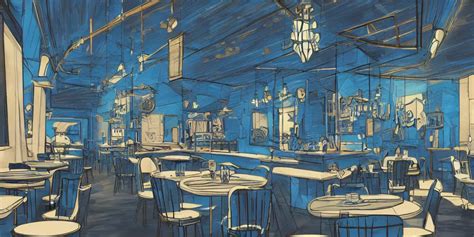 Cafe Interior Blue And Black Tones Fantasy Art 2 D Stable Diffusion