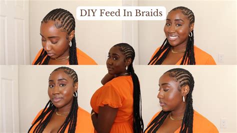 DIY Feed In Braids Straight Back Braids YouTube