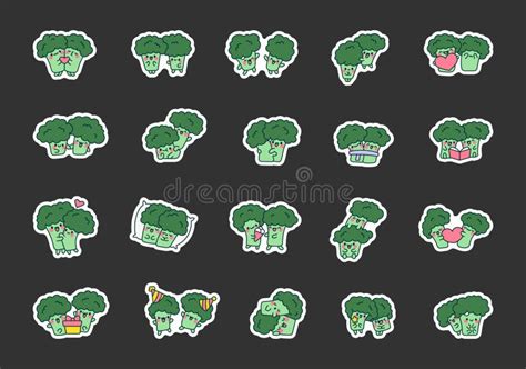 Funny Couple Broccoli Sticker Bookmark Stock Vector Illustration Of Attractive Cutie 313873107