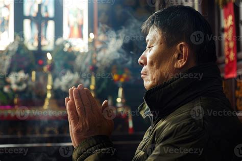 Asian Man Praying In Church 46176706 Stock Photo At Vecteezy
