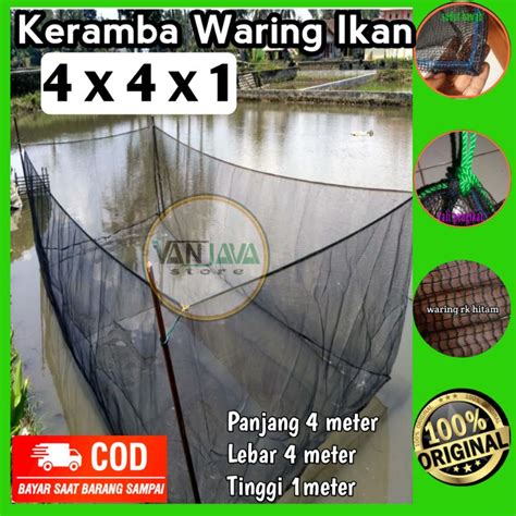 Jual Jaring Kolam Ikan Hapa Keramba Penampungan Ikan 4x4x1 Apung Waring