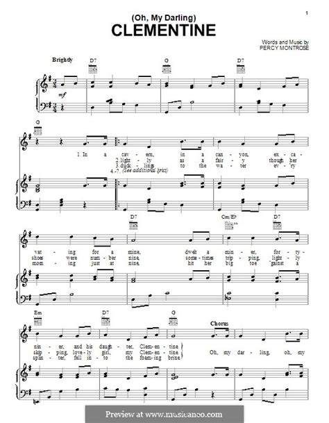 Oh My Darling Clementine By P Montrose Sheet Music On Musicaneo