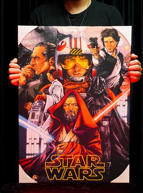 Quadro Canvas Tela de Tecido Poster Star Wars Episódio 4 Uma Nova