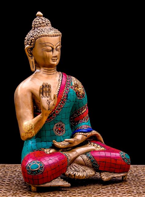 statue de bouddha en laiton  cm grande taille benediction etsy france