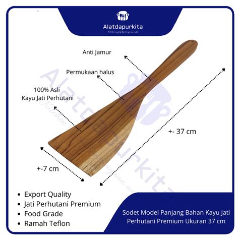 Jual Spatula Sotel Sutil Sodet Model Lebar Kayu Jati Panjang Dapur Anti