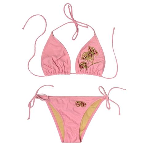 Y K Pink Bead Sequin Bikini Swimsuit Set Depop