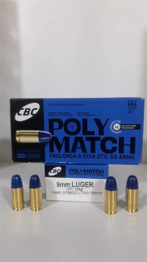 MUN CBC 9MM LUGER LPC 124GR POLYMATCH CAIXA C 50 UN 10029496