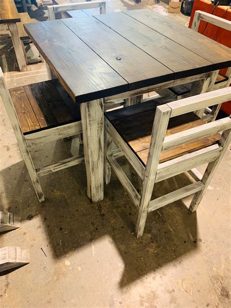 Counter Height Rustic Farmhouse Table with Stools High Top | Etsy